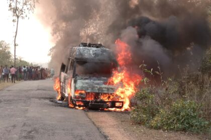 Ambulance burnt down in fire