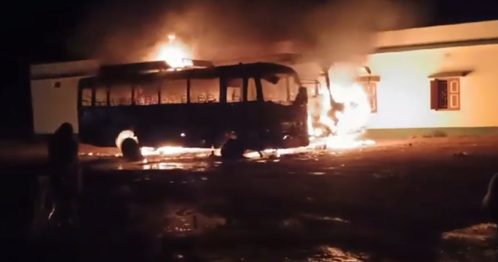 bus caught fire mysteriously