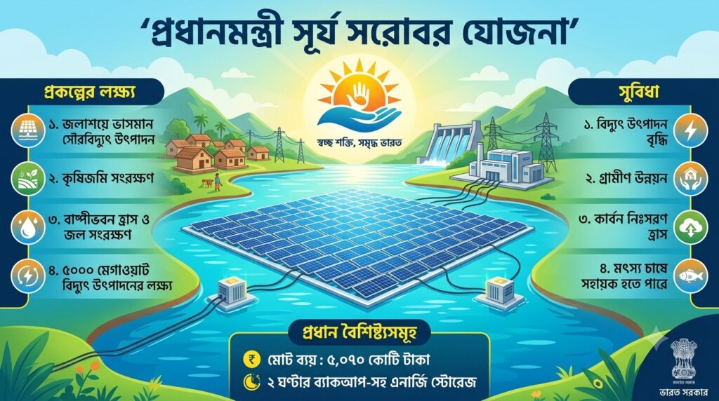 ভারতের সৌর শক্তির অগ্রযাত্রায় নতুন অধ্যায়: PM-SSY অনুমোদনে 5,০০০ মেগাওয়াট ভাসমান সৌর বিদ্যুৎ উৎপাদনের লক্ষ্য